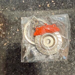 JDM Orange and Silver rotor and caliper keychain